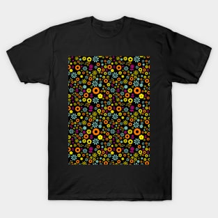 Flowers Spring Colors and Black Pattern v1 T-Shirt